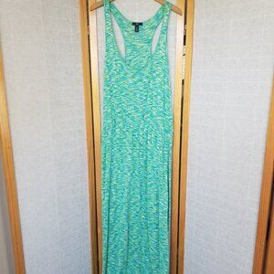 GAP Drop Waist Maxi Dress Stretch Knit Size XL Green Blue